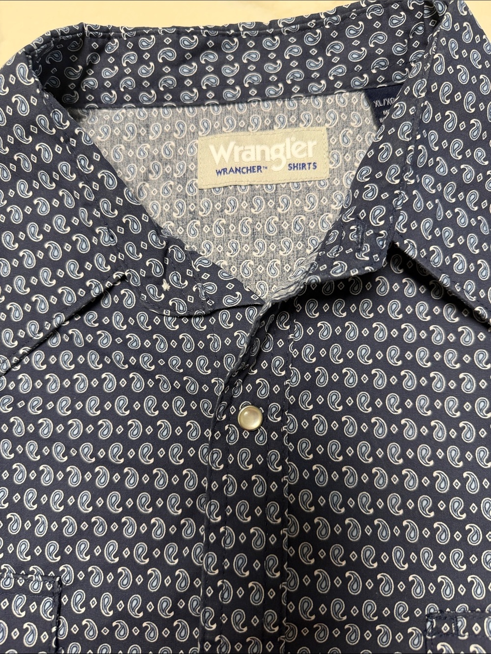 Wrangler Navy Paisley Print Button-Down Shirt